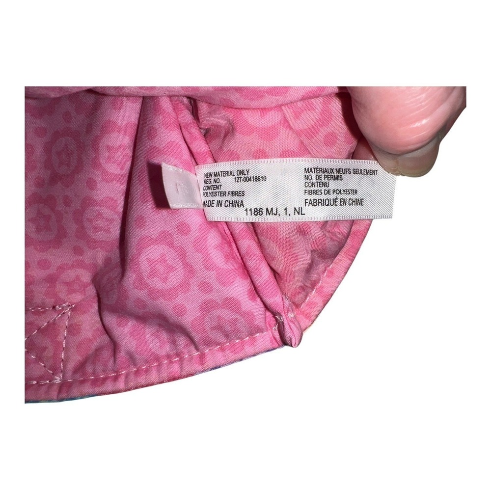 American Girl Kids Tote Bag Colorful Floral Print Pink Handles Pouch Pocket - Picture 5 of 7